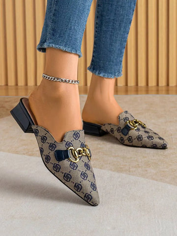 2026 Autumn/Winter New Women's Flat Shoes, Pointed Toe Closed Toe Slippers, Mules, Valentine's Day Style