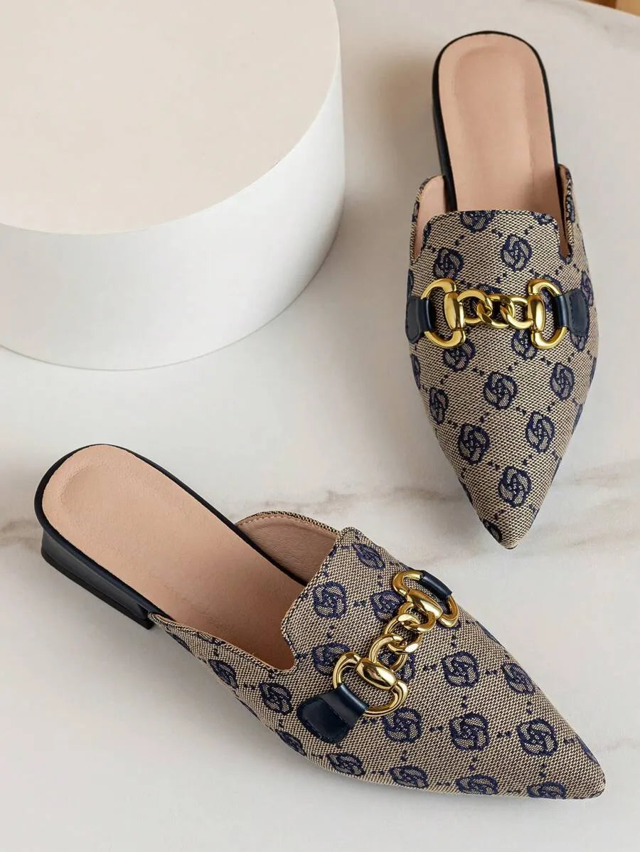 2026 Autumn/Winter New Women's Flat Shoes, Pointed Toe Closed Toe Slippers, Mules, Valentine's Day Style